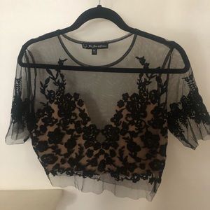 FOR LOVE AND LEMONS black lace crop top size med